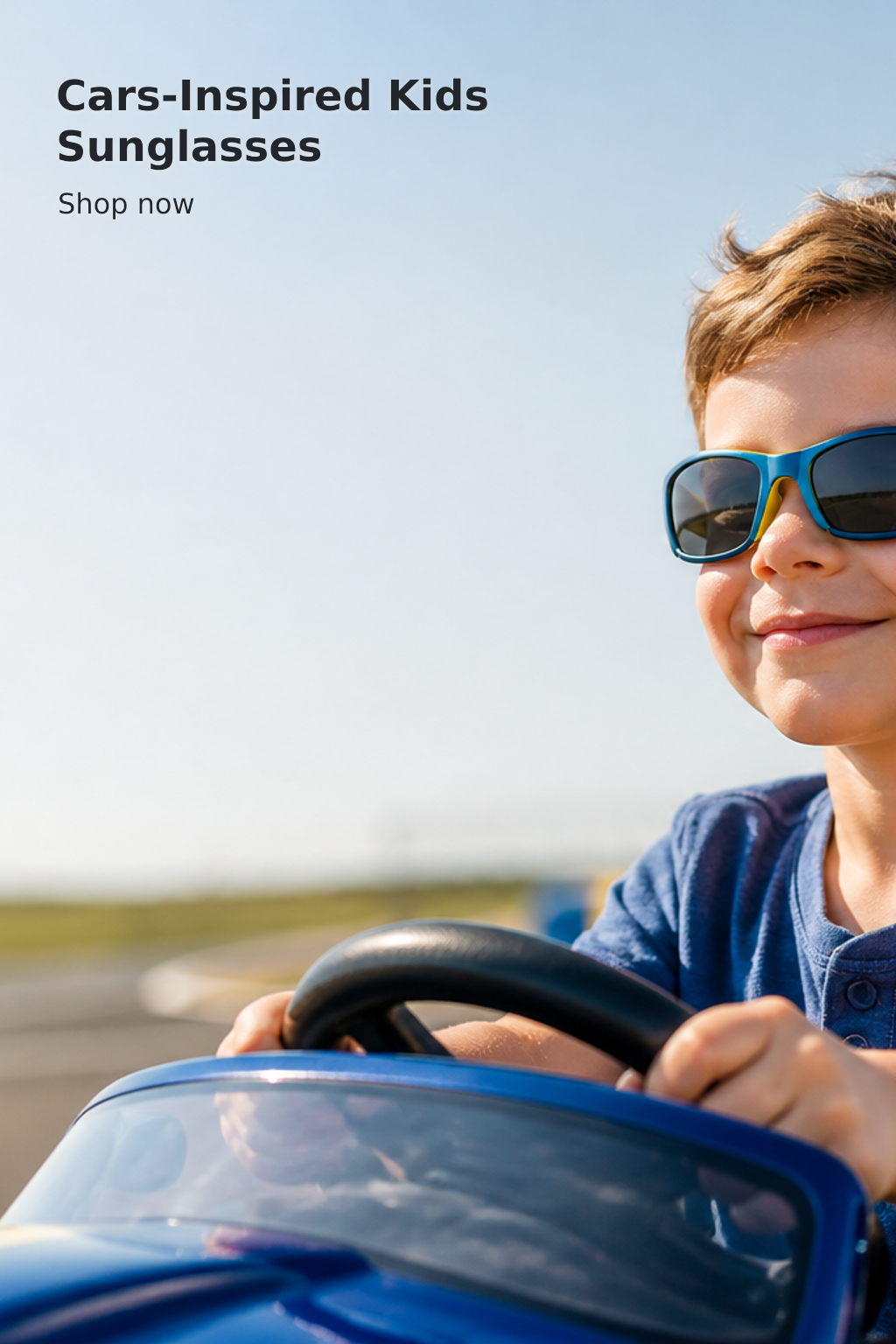 Racing Car-Inspired Kids’ Sunglasses, Yellow and Blue